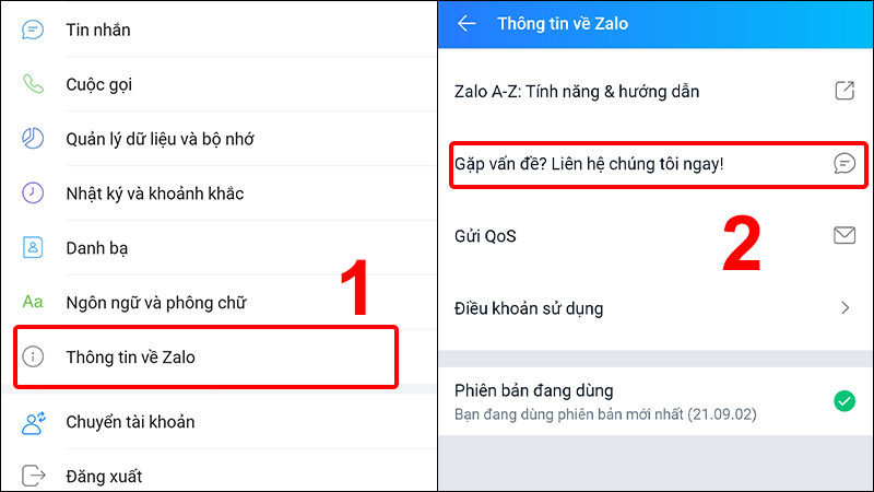 Nhắn tin đến bộ phận hỗ trợ Zalo