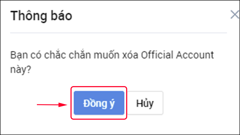 Sau khi đã xác nhận, bạn sẽ không thể khôi phục tài khoản Zalo OA