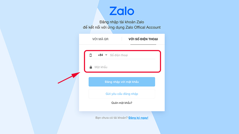 Đăng nhập vào Zalo của bạn