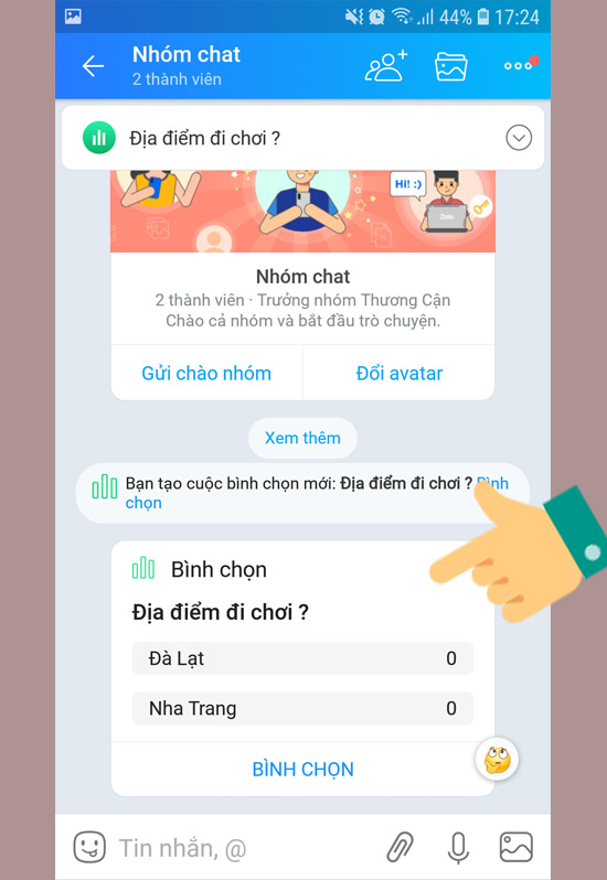 Kết quả tại giao diện chat