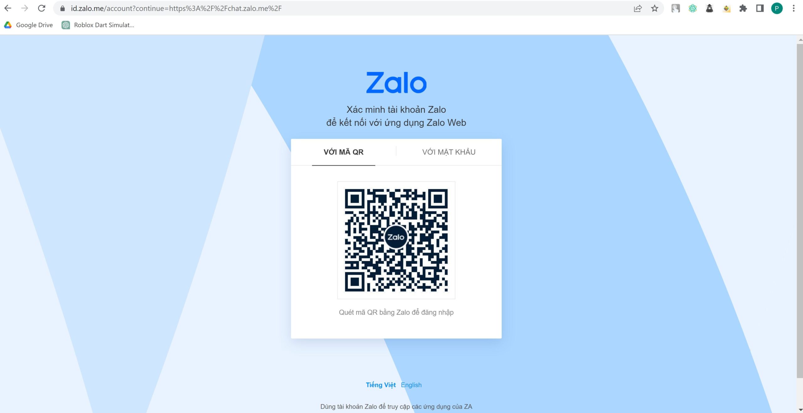 Chat.Zalo.Me đăng nhập bằng mã QR code