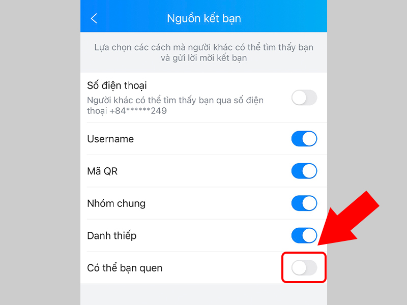 Tắt nhận lời mời kết bạn từ Zalo thông qua tính năng có thể bạn quen