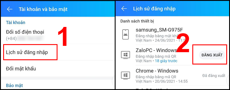 Đăng xuất tài khoản Zalo từ xa khỏi thiết bị bạn mong muốn trên Android