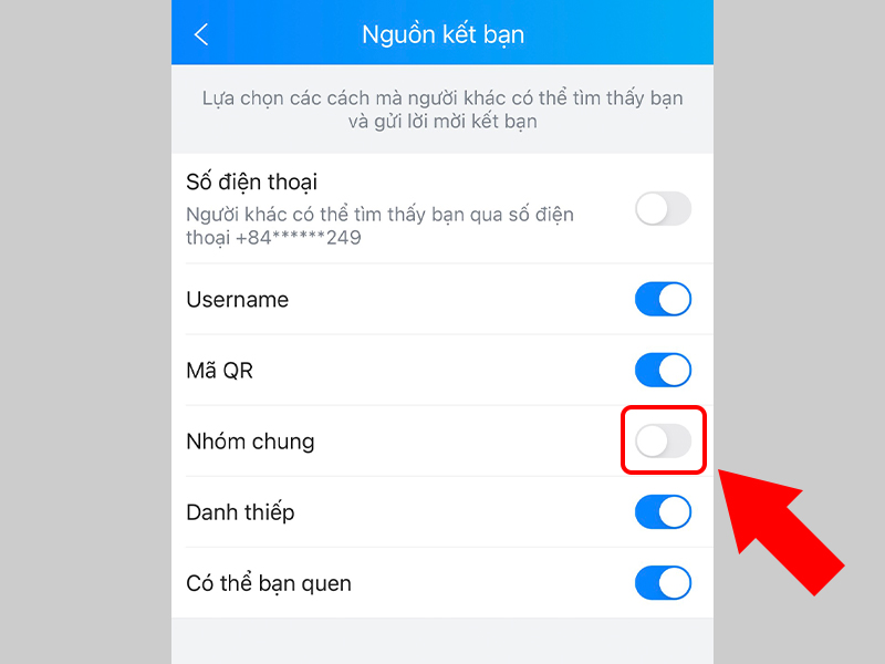 Từ chối nhận lời mời kết bạn từ nhóm chung Zalo