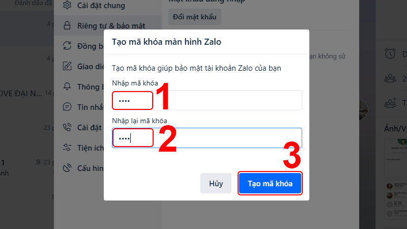 Hoàn tất cách đặt mật khẩu cho Zalo trên máy tính