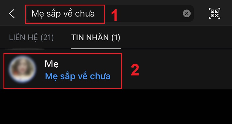 Tìm tài khoản Zalo theo đoạn hội thoại trên điện thoại