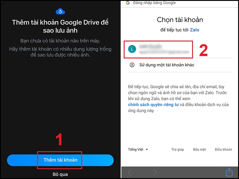 Liên kết với tài khoản Google Drive