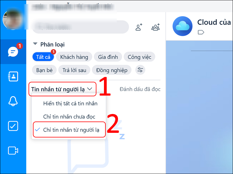 Cách xem tin nhắn từ người lạ