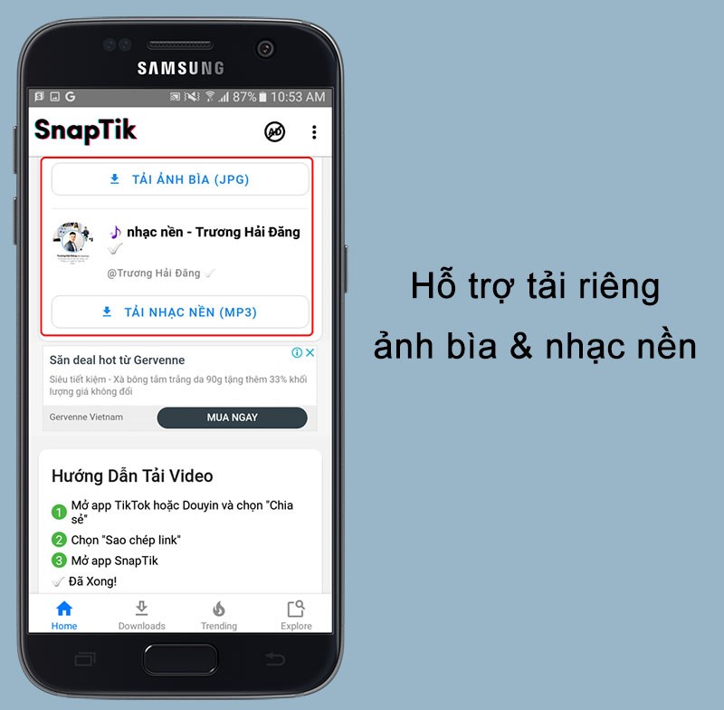 Hỗ trợ tải nhạc nền và ảnh bìa TikTok