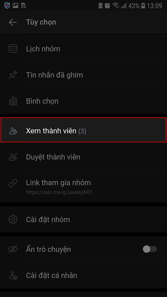 Mở mục xem thành viên