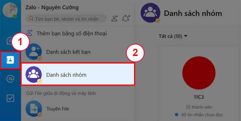 Mở danh sách nhóm