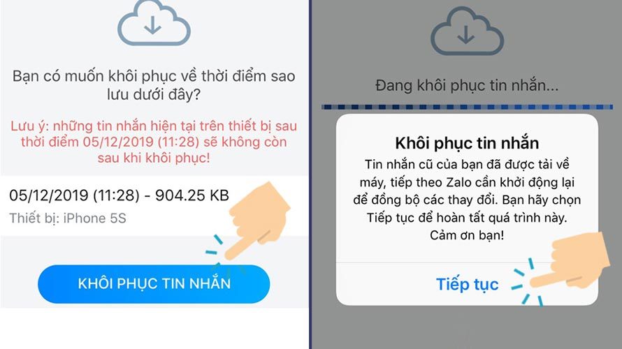 Khôi phục tin nhắn để tìm lại tin nhắn đã xóa trên Zalo