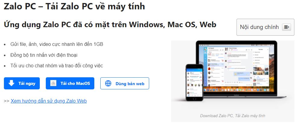 Cách tải Zalo PC cho máy tính hệ điều hành Windows - MacOS