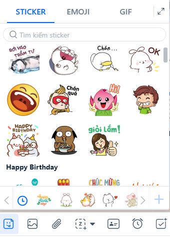Tính năng gửi icon, GIF vui nhộn và đáng iu trên zaloweb