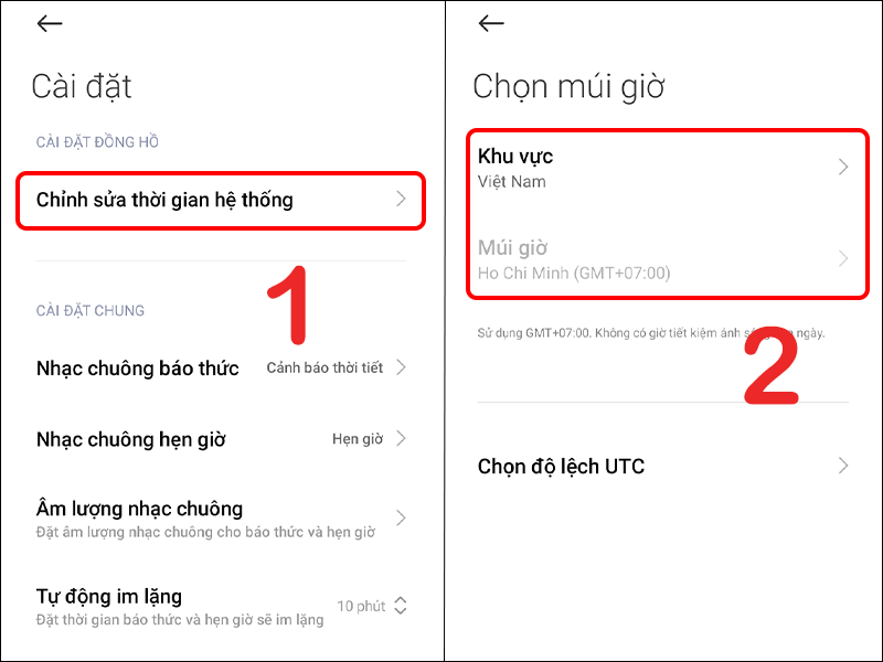 Tùy chỉnh múi giờ và khu vực trên Android