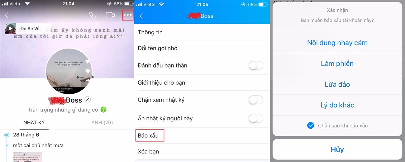 Cách report nick Zalo vĩnh viễn bằng tính năng báo xấu