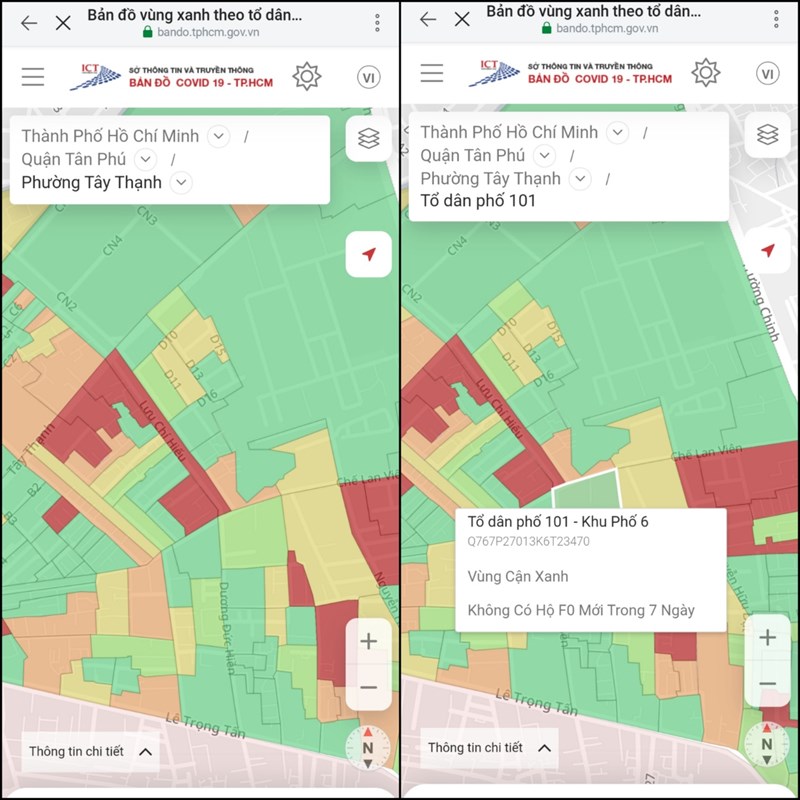Cách xem bản đồ vùng xanh theo tổ dân phố bằng Zalo