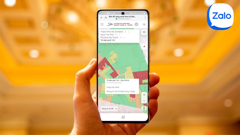 xem vùng xanh tổ dân phố trên Zalo