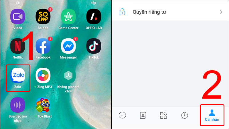 Nhấn chọn phần Cá nhân trên Zalo