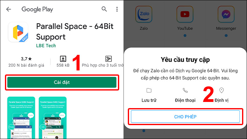 Cài đặt và mở ứng dụng Parallel Space-64bit Support