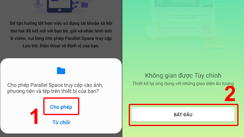 Chọn cho phép sau đó nhân bắt đầu