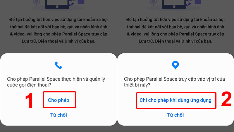 Cho phép ứng dụng truy cập vị trí thiết bị