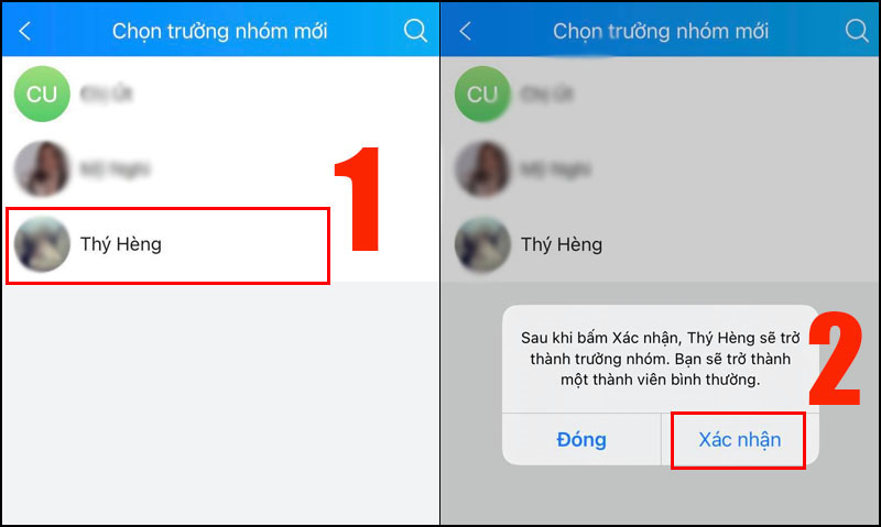 Chuyển quyền Admin trong nhóm Zalo bằng điện thoại.