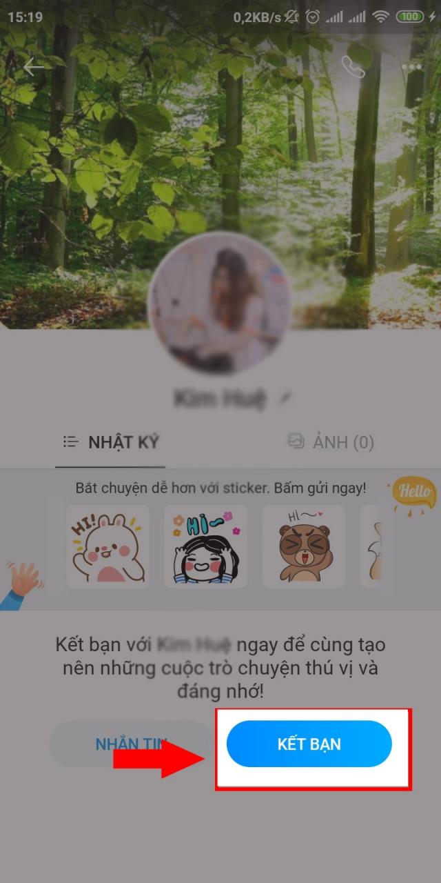 Nhấn kết bạn