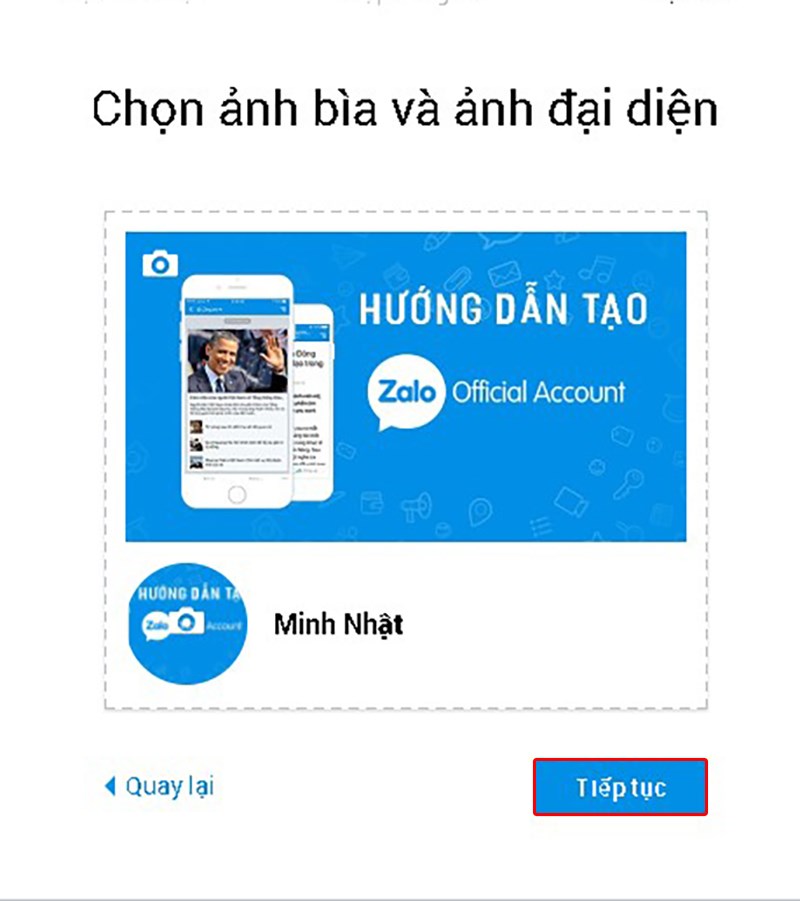 Chọn ảnh bìa và ảnh đại diện