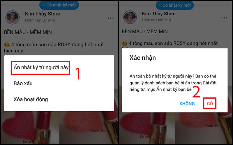 Ẩn bài đăng từ nhật ký, stt của bạn bè