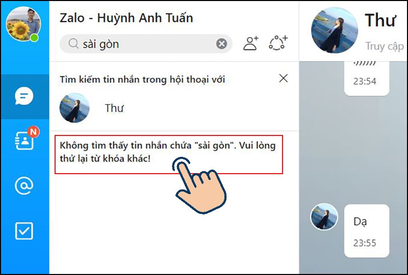 khi từ khoá bạn tìm kiếm không có thì ứng dụng sẽ yêu cầu bạn nhập lại từ mới. 