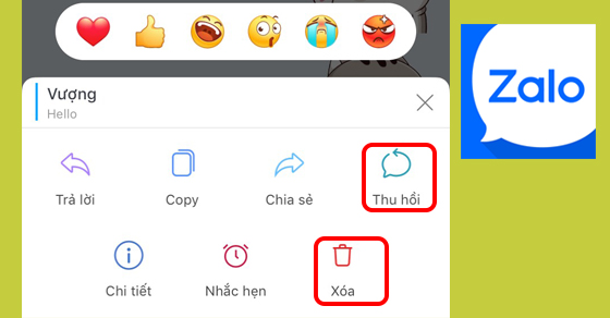 cách xóa hoặc thu hồi tin nhắn Zalo