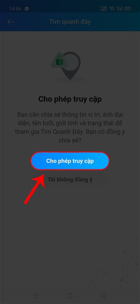 Cho phép Zalo truy cập vị trí, thông tin cá nhân trên trang cá nhân