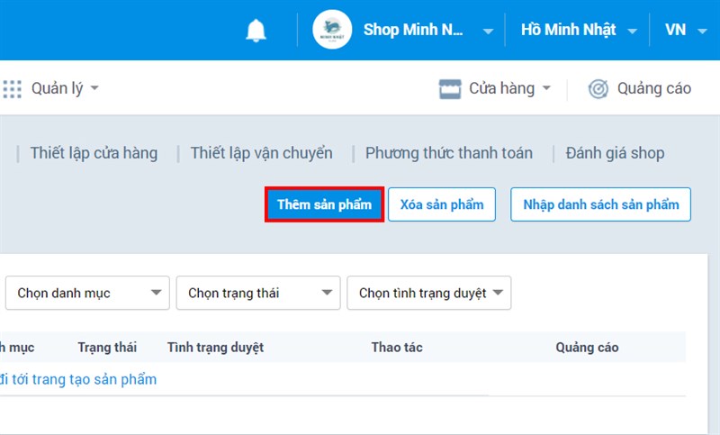 Nhấn vào thêm sản phẩm