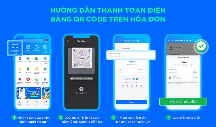 thanh toán tiền điện bằng mã QR Code của Zalopay