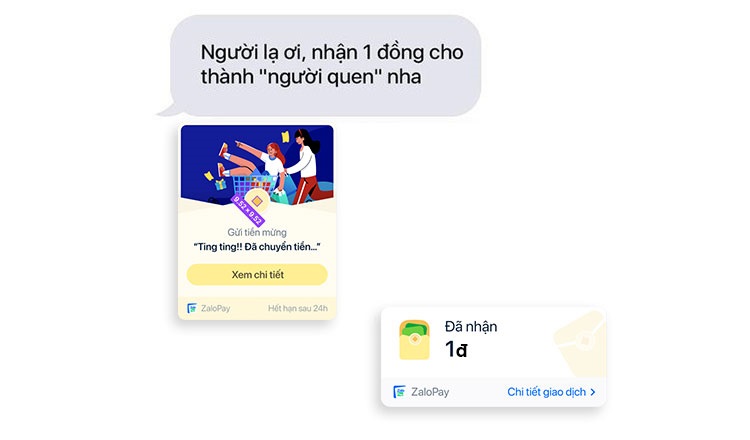 Chuyển tiền trong chat chỉ từ 1đ qua ZaloPay