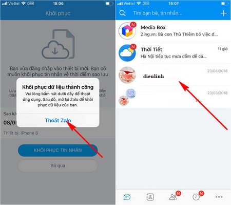 cách lấy lại tin nhắn Zalo trên iphone