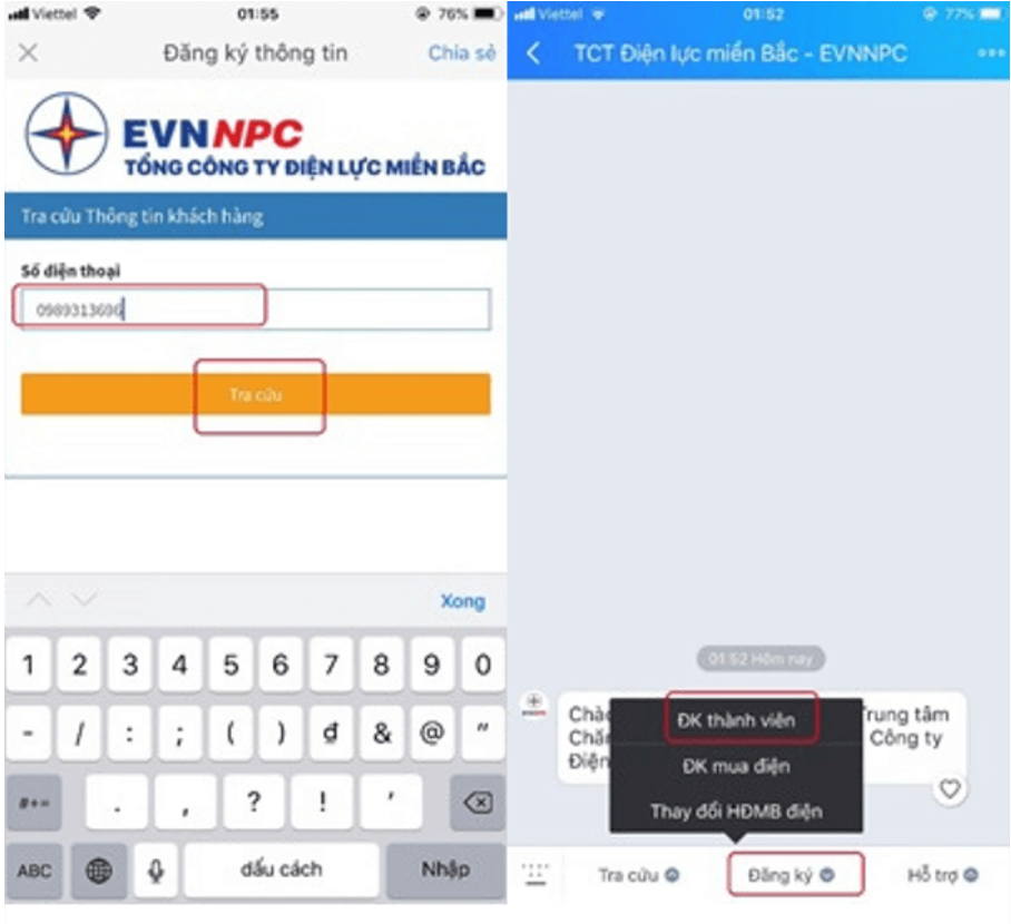 Thực hiện các bước tra cứu hóa đơn tiền điện trên Zalo