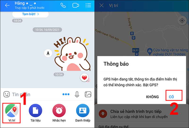 Cách gửi định vị qua Zalo bằng điện thoại, máy tính