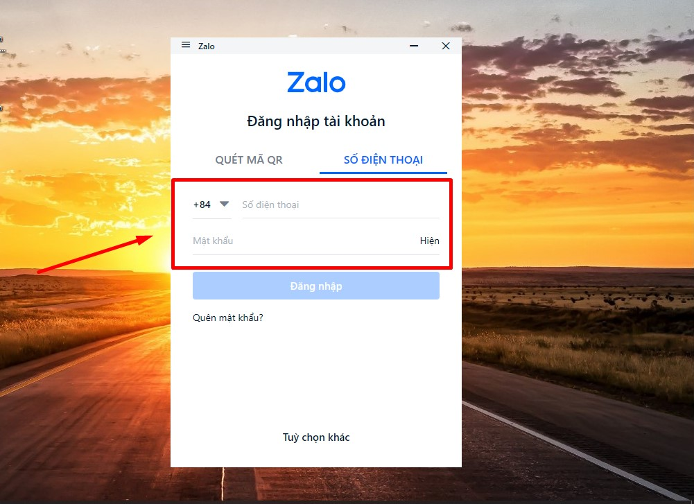 Đăng nhập tài khoản Zalo trên máy tính