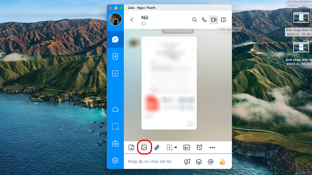 Cách gửi ảnh qua Zalo trên máy tính Macboo