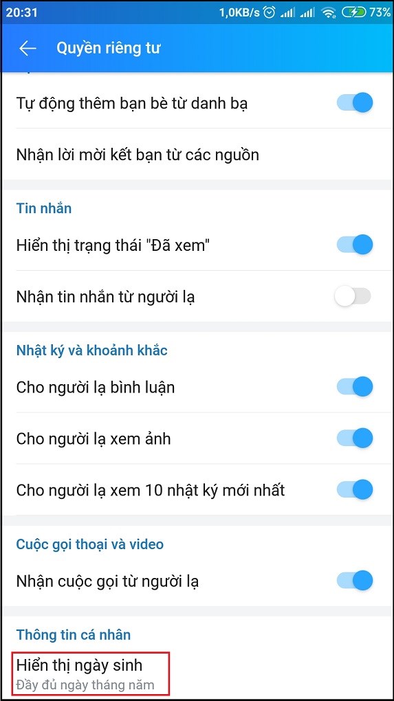 Hướng dẫn cách ẩn ngày sinh Zalo chi tiết