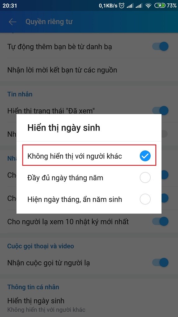 Hướng dẫn cách ẩn ngày sinh Zalo chi tiết