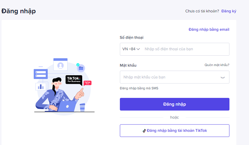 Cách liên kết TikTok Shop bằng việc đăng nhập vào tài khoản cá nhân